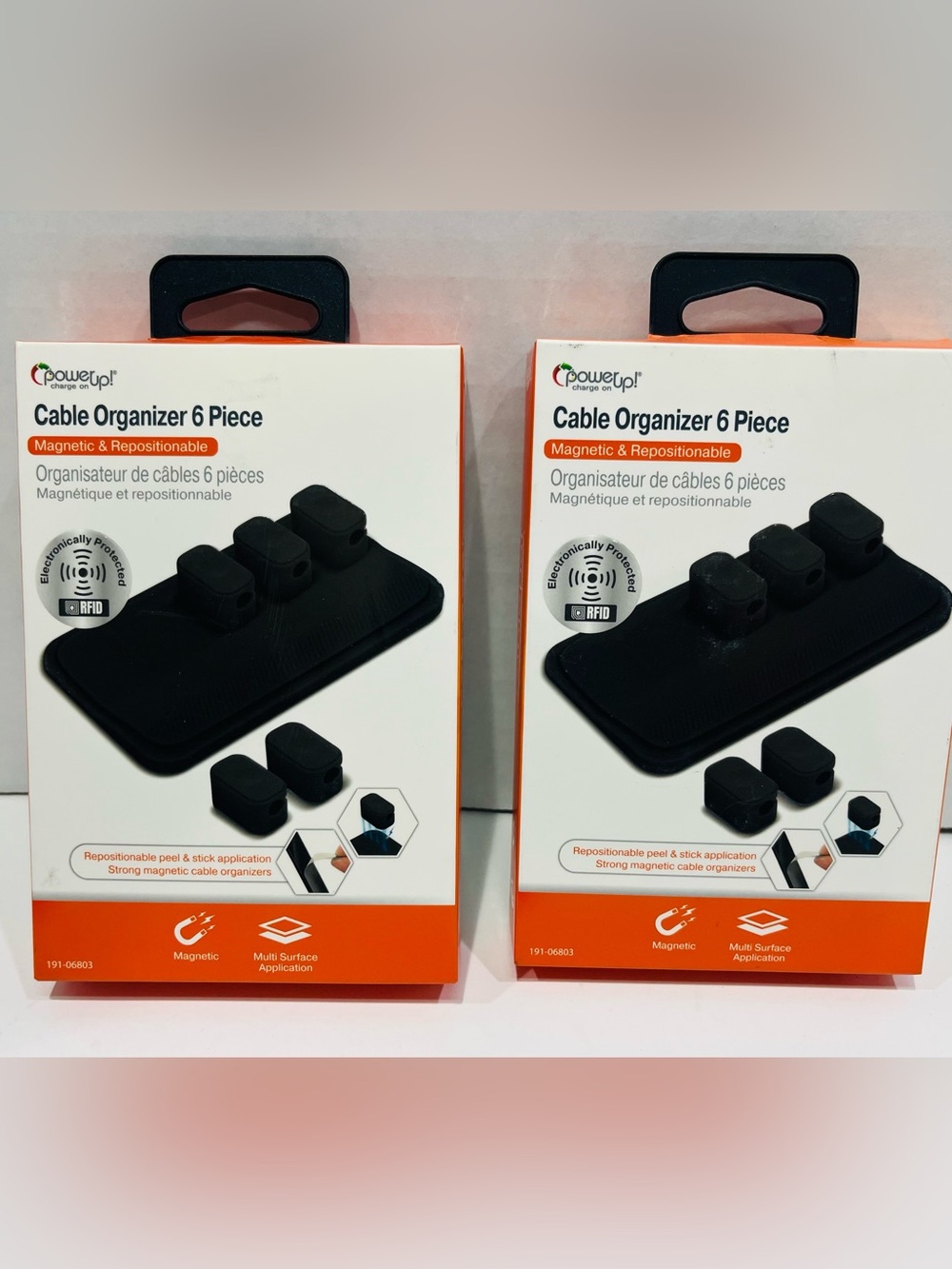 Set of 2 Power up Magnetic Cable Organizer Kit - 6 Pieces Black